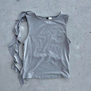 Grey Ruffle Shoulder Tank Top Subversive Basic Sleeveless